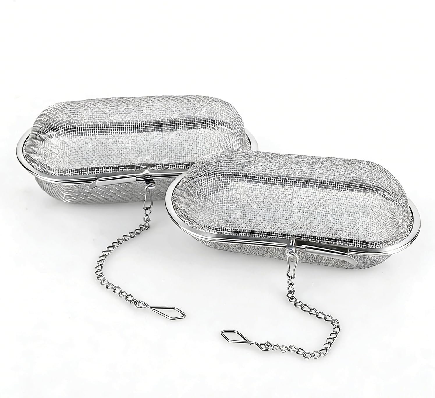 Colador de especias para cocinar, 2 unidades, colador de hierbas con cadena y gancho para colgar en el borde de la olla, de malla fina de acero inoxidable, colador de té, especias, hierbas, té