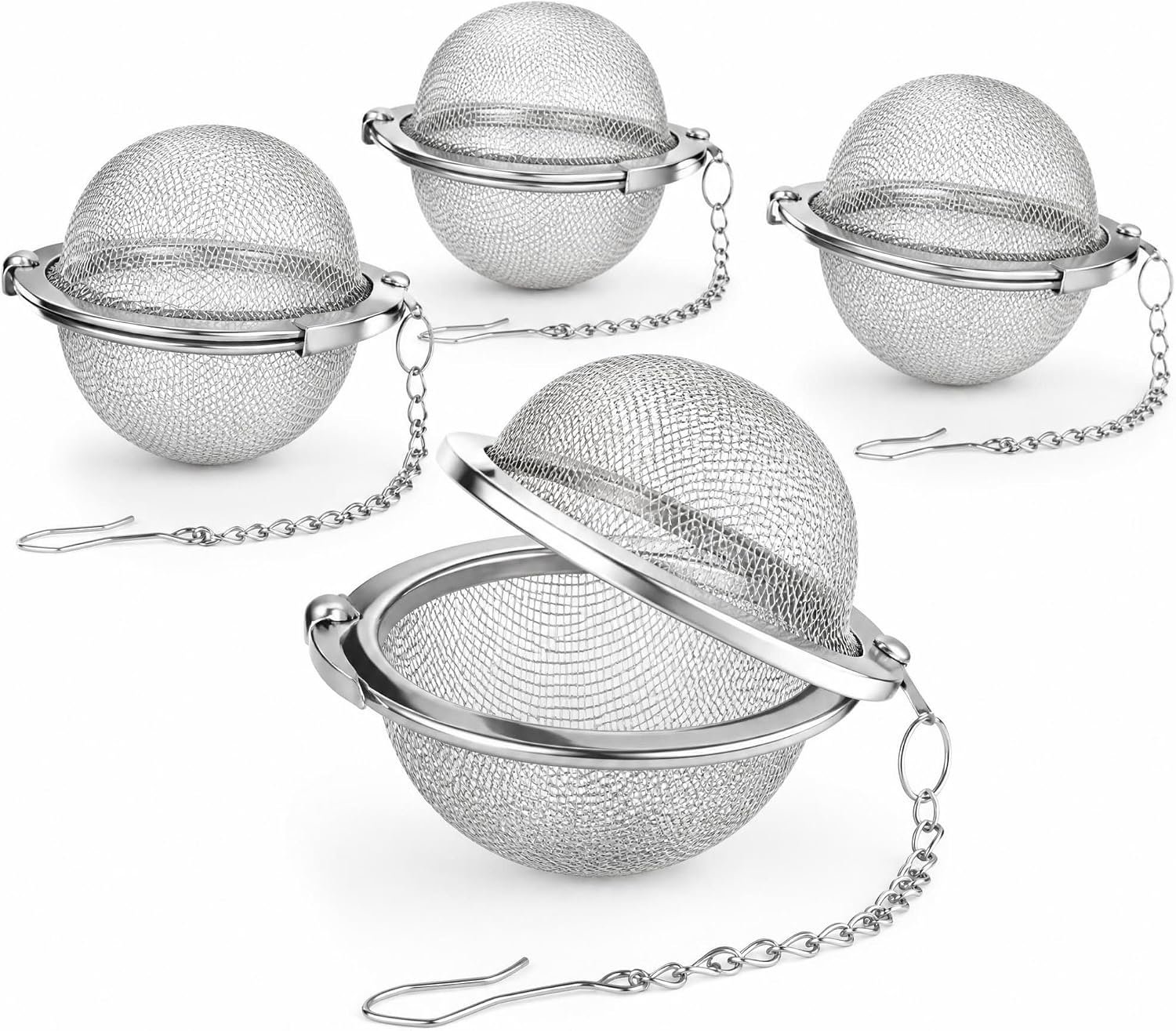 Infusor de Té de Acero Inoxidable, 4 Pcs, Colador de Té, Plateado